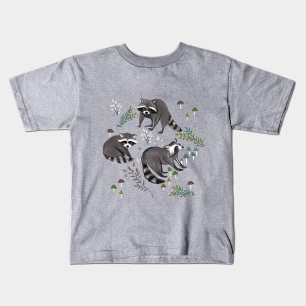 Raccoons Kids T-Shirt by Petit Faon Prints